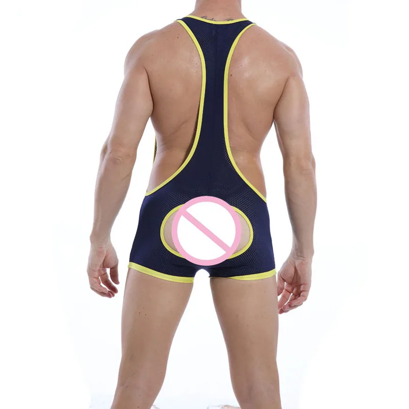 Новейшие мужские сексуальные боди цельное Сетчатое Мужское нижнее белье для