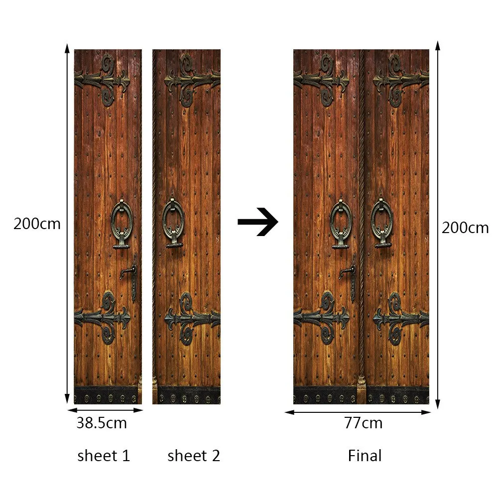 Self Adhesive Simulation retro wooden door stickers Fashion creative porch study decorative Home Decoration | Дом и сад