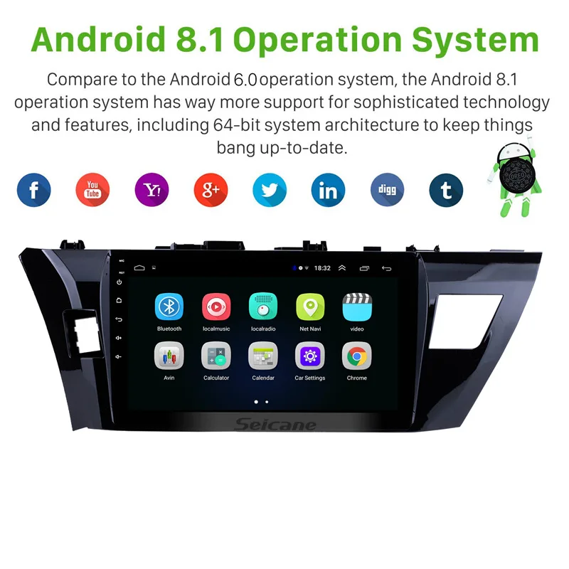 Seicane 10 1 &quotHD сенсорный экран 2Din автомобильный навигационный GPS радиоприемник + 16