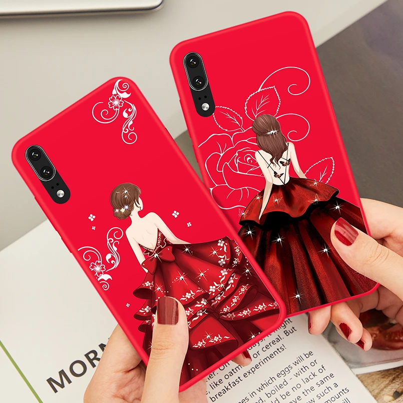 Роскошный чехол для huawei P20 Мягкий силиконовый телефона с платье девочек бампер P