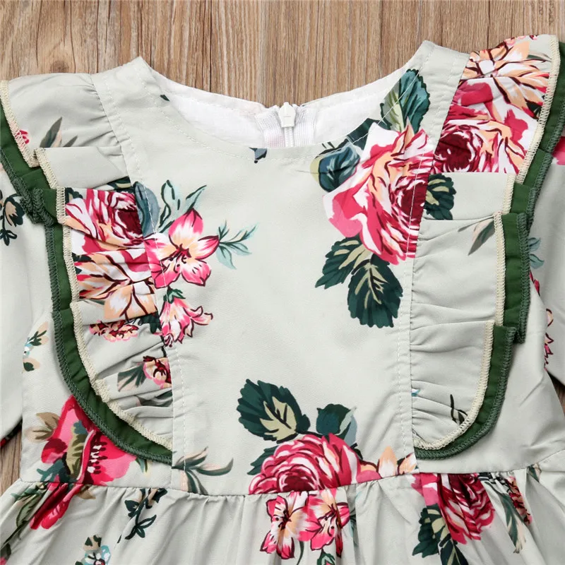 1-5 Years Kids Girls Summer Dress Pink Floral Print Princess Green Hair Band Cotton Clothes Casual For | Детская одежда и обувь