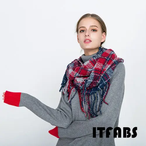 

New Women's Fall Winter Scarf Classic Tassel Plaid Scarf Warm Soft Chunky Fashion New Scarves & Wraps 80*30cm