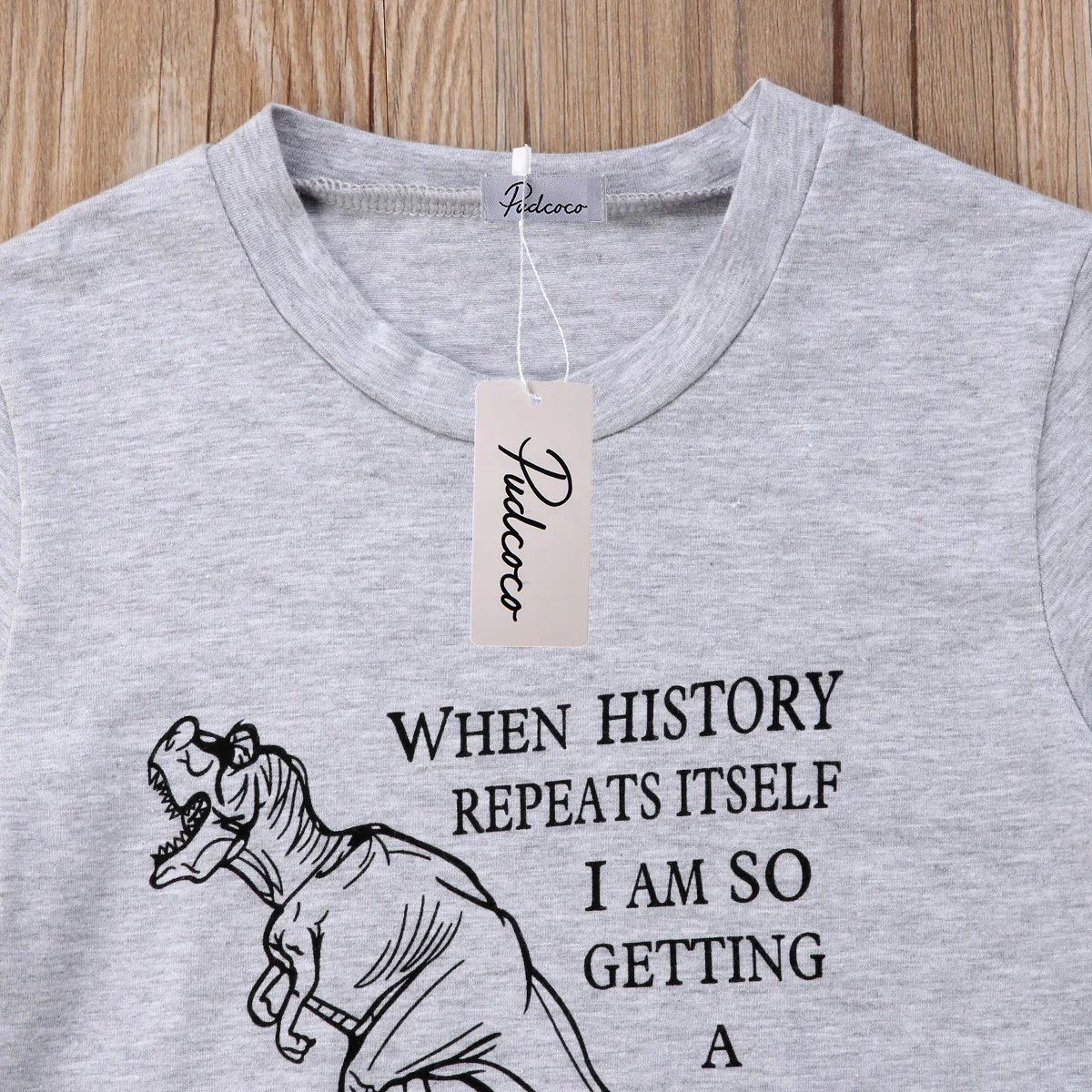 Комплект Pudcoco для девочек топ с динозавром футболка штаны леггинсы От 1 до 6 лет |