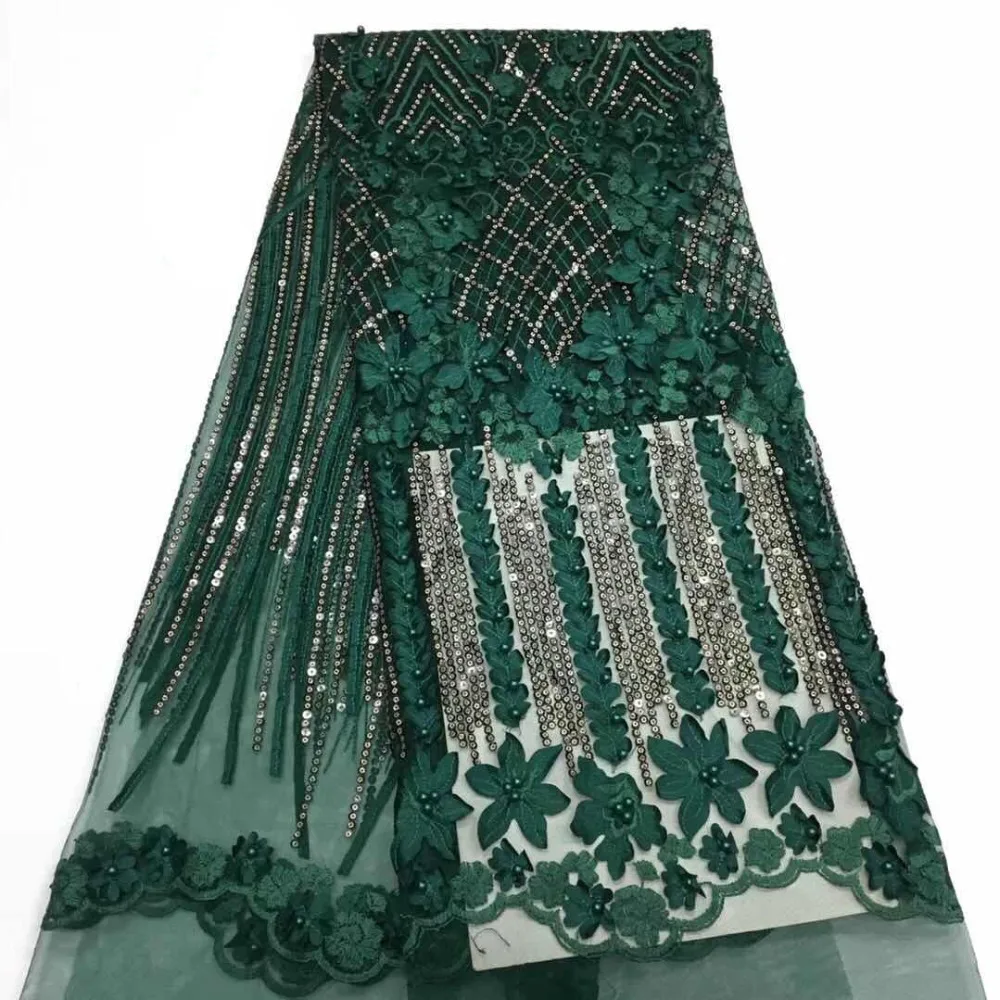 

New style embroidery beaded African sequins lace fabric 2019 high quality Swiss voile lace Nigerian guipure french lace fabrics