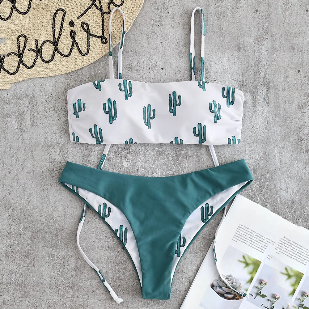 ZAFUL Новый кактус галстук плечо купальный костюм с пуш ап бикини набор сексуальный