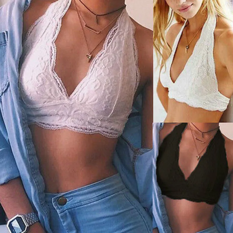 2018 сексуальные женщины v-образным вырезом Sheer Кружева e Бикини Топ Bralette Unpadded