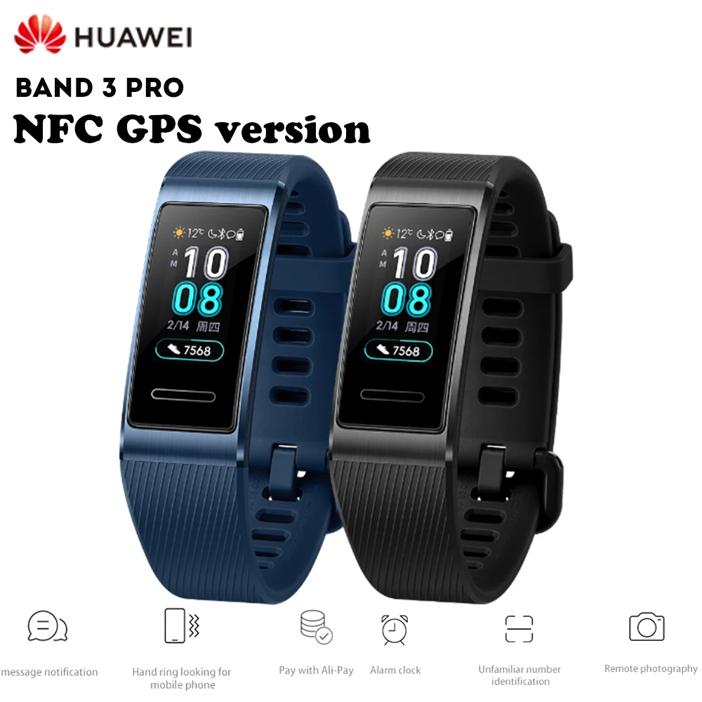 Умный Браслет HUAWEI Band 3 Pro gps NFC водонепроницаемый 5 АТМ пульсометр трекер сна