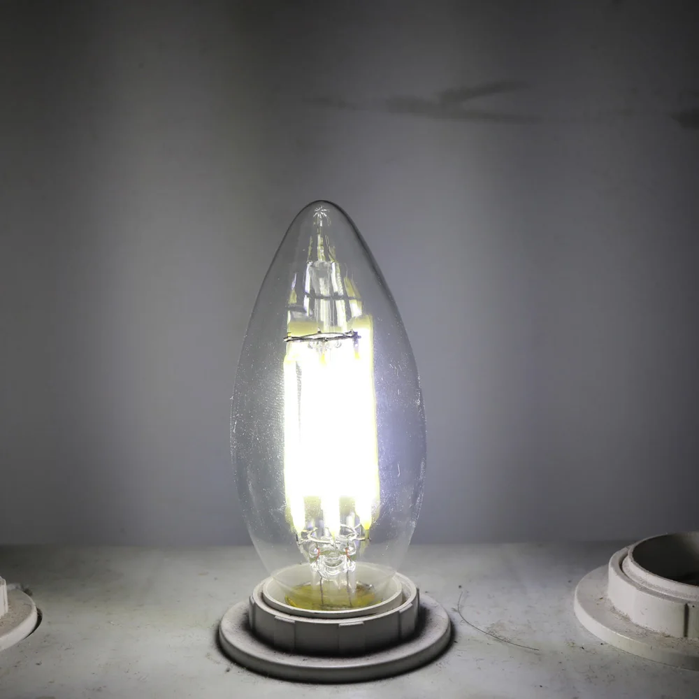 1x Новый дизайн светодиодный нити E14 лампы Dmimable типа Свеча) 2 Вт 4 6 AC 220V 230V лампа