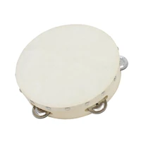 8 inch musical tambourine hand held wooden ring sheepskin drum bell orff instrument educational musical toys for ktv party kids