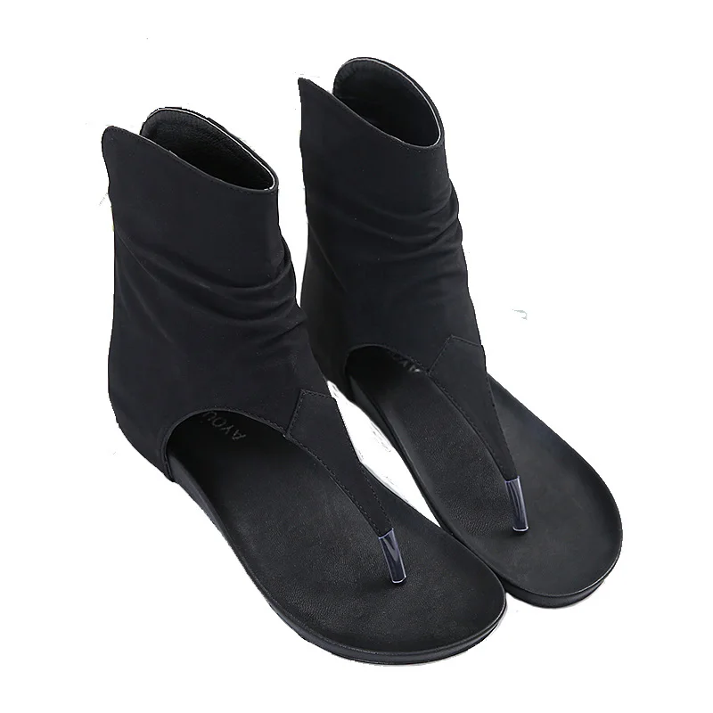 

US 5-9 Woman Flat T Strap Flip Flop Sandals Retro Rome Gladiator Sandals Girls Summer Fashion Cover Heel Beach Shoes
