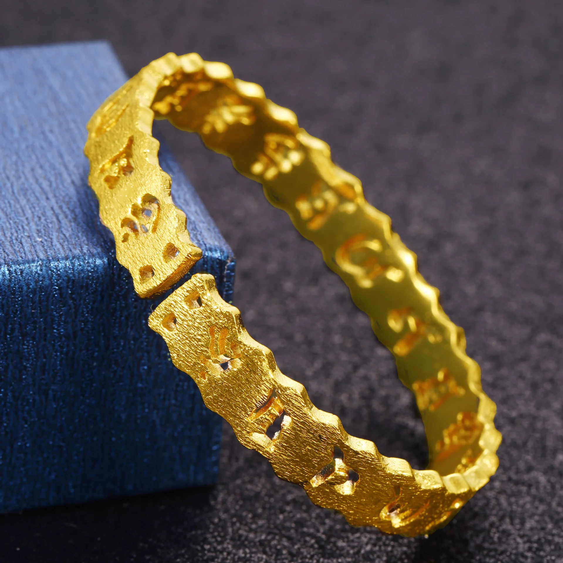 Вьетнамский аллювиальный Золотой Открытый браслет для женщин простой шесть слов