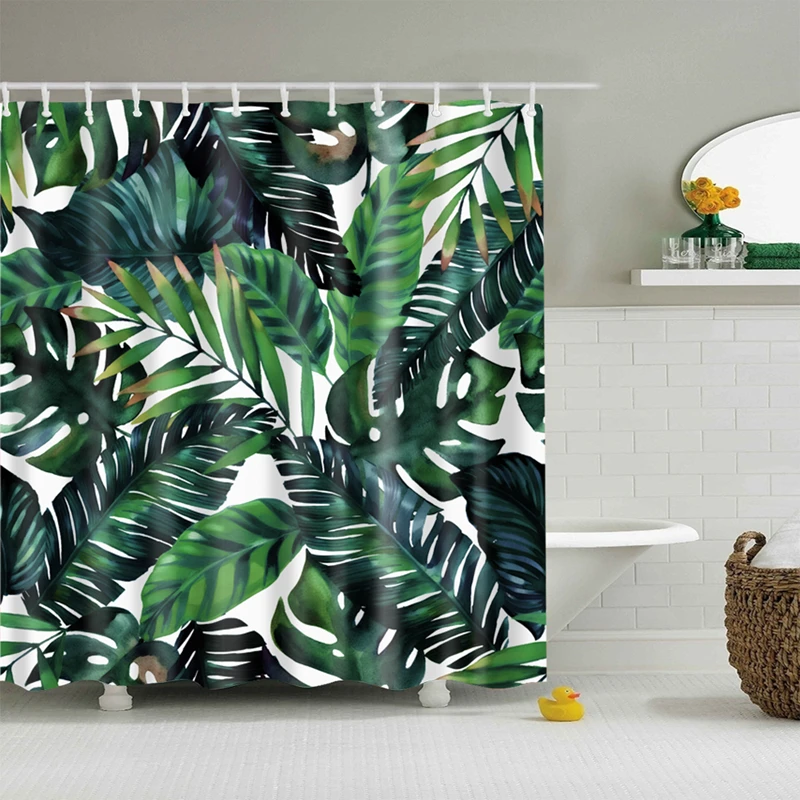 

Natural Pattern Pineapple/ Flower / Leaf Polyester Shower Curtains Washable High Quality Colorful curtains for bathroom shower21