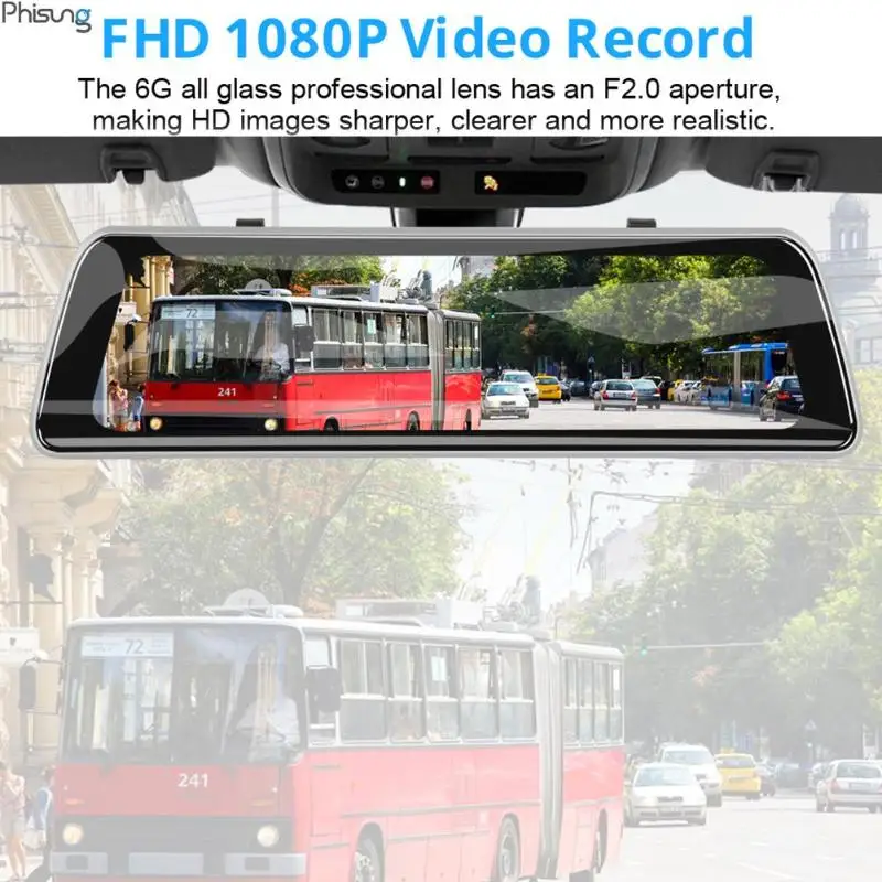 9 35 Дюймов IPS сенсорная Автомобильная зеркальная видеокамера GPS трек WDR FHD 1080P