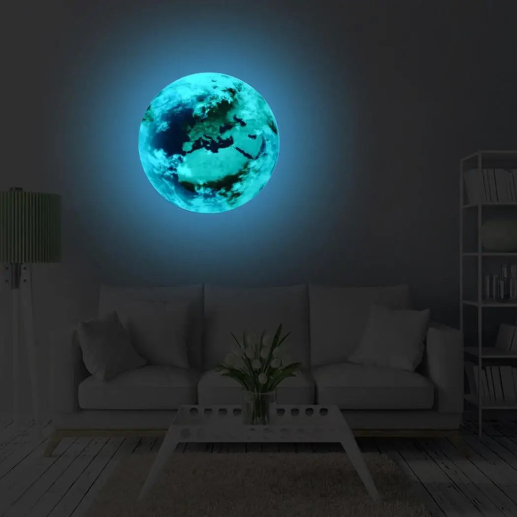 3D DIY мультфильм Синяя земля стерео 50 г светящиеся наклейки на стену круг