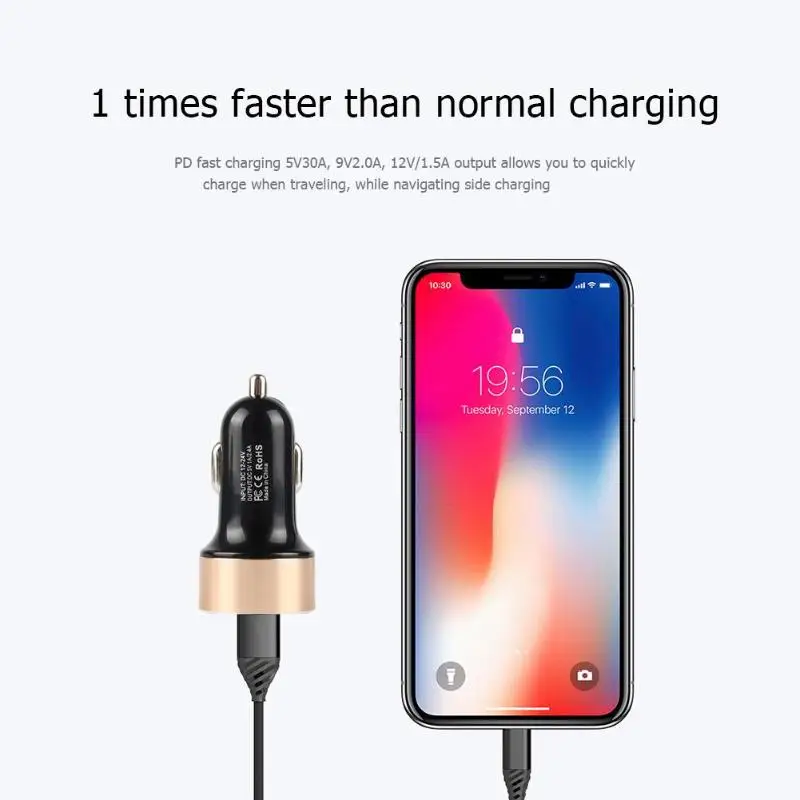 2018 новый двойной Переходник USB для зарядки в машине 2.1A цифровой светодиодный