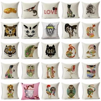 18 square funny cat tiger cotton linen pillow cover pillow cases cushion casesoft room gifts single sides printing
