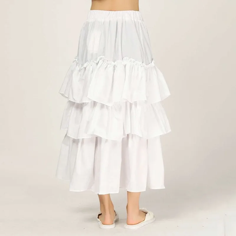 CHICEVER Spring Sweet Women Ruffles Skirt High Elastic Waist A-line Mid-calf Loose Oversize Female Skirts 2020 Fashion New | Женская