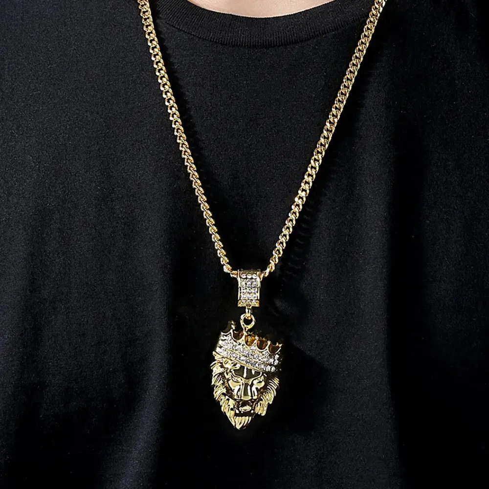 3 стиля король колье с изображением Льва полный со стразами корона лев бирка