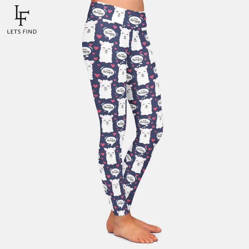 2019 Sheep and Heart Shape Kawaii Digital Print Women Legging 220gsm Milk Silk High Elastic Casual Fitness Legging Workout Pant