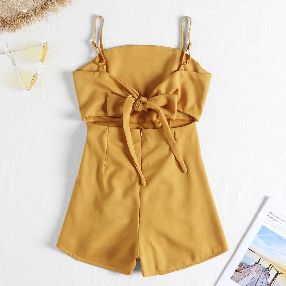 Женские летние комбинезоны Joineles с открытой спиной бантом на талии и