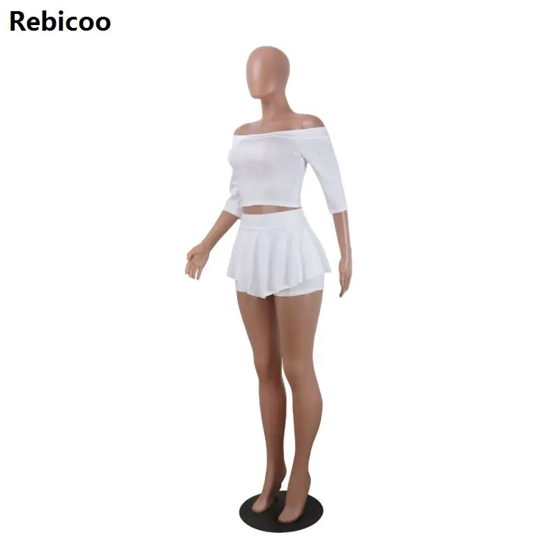 Женский комплект из двух предметов Rebicoo белый укороченный топ с короткими