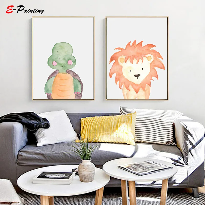 Акварель динозавр животное фотообои искусство печать милый ребенок фотография