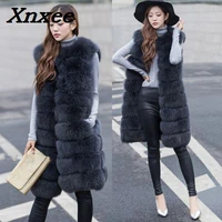 women fur coat faux fox fur vest jacket coat winter female fur jacket outerwear waistcoat natural long fox fur slim vest coats