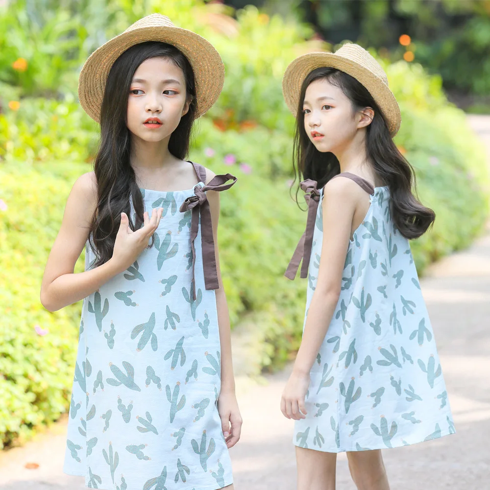 sleeveless chiffon beach dress age for 4 -14 yrs teenage girls vest 2019 new spring summer big clothes print frocks | Детская одежда и
