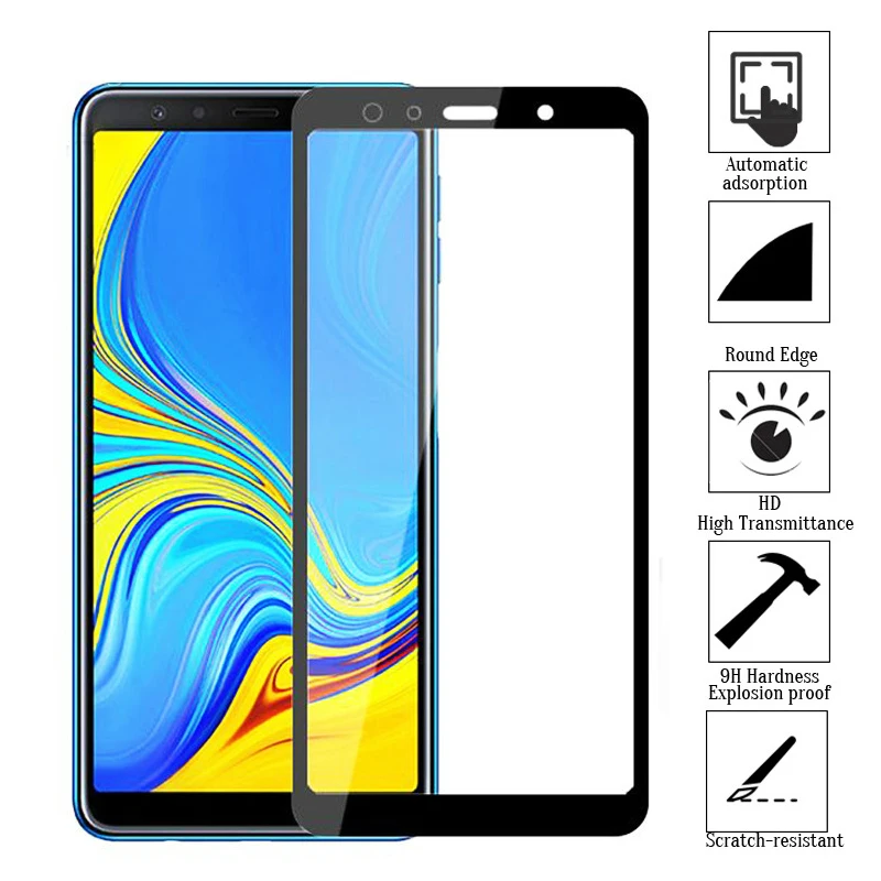 Защитное стекло закаленное для Samsung galaxy a8 a7 a6 a9 plus 2018 a9200 a750 a 7 8|Защитные стёкла и