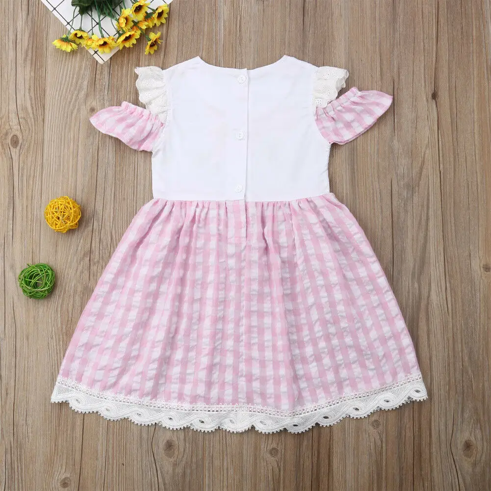 Летнее платье принцессы с открытыми плечами и цветочным кружевом в клетку для