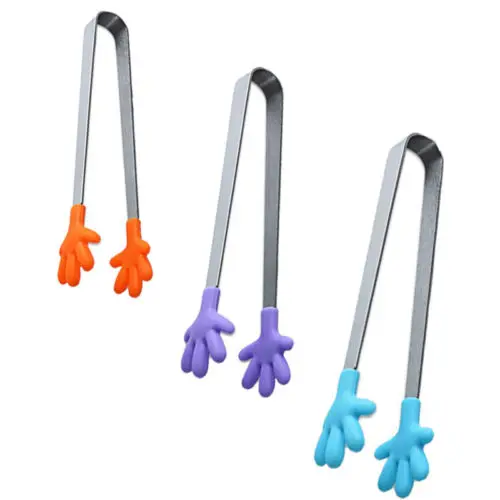 

Stainless Steel Silicone Mini Handy Food Tongs Food Clips Kitchen BBQ Pastry Tool Hot Kitchen Dining