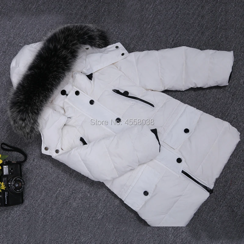 2018 модная детская куртка-пуховик воротник из натурального меха длинная толстая