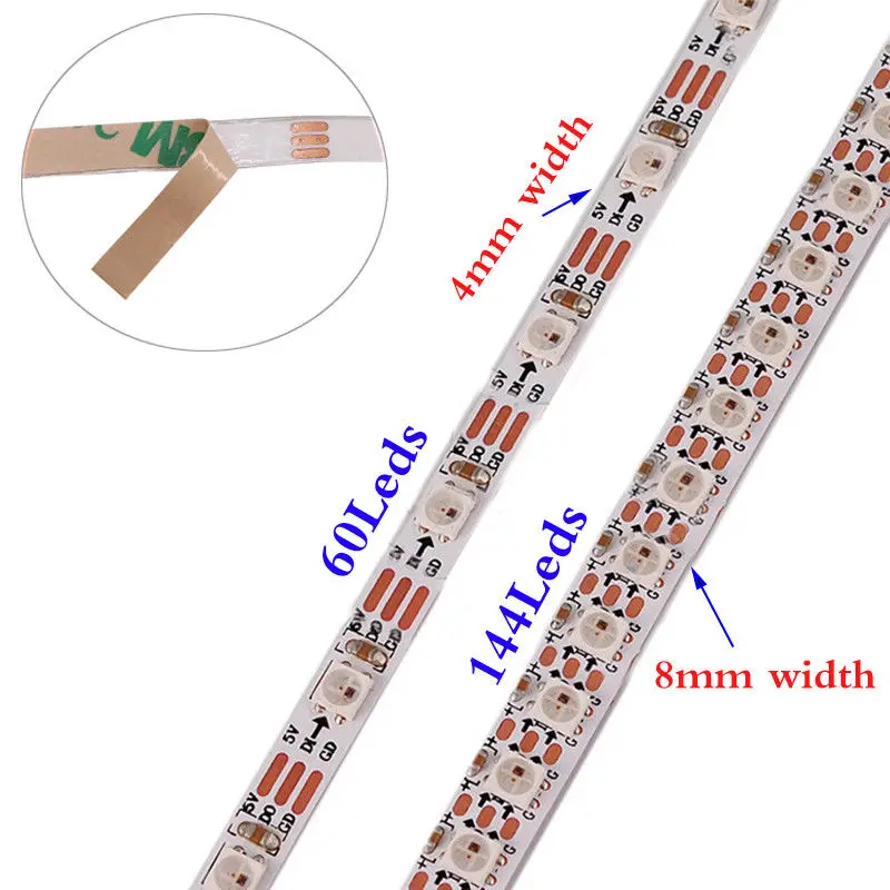 Пиксельная RGB Светодиодная лента SK6812 MINI 3535 144led/M DC5V 1 м индивидуальная ширина 8 мм