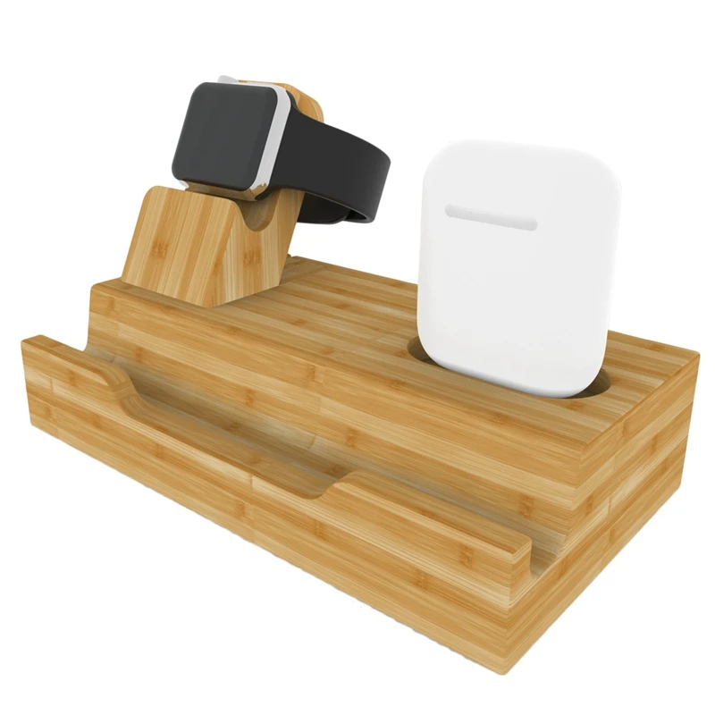 Многопортовая бамбуковая подставка для зарядки мобильного телефона планшет