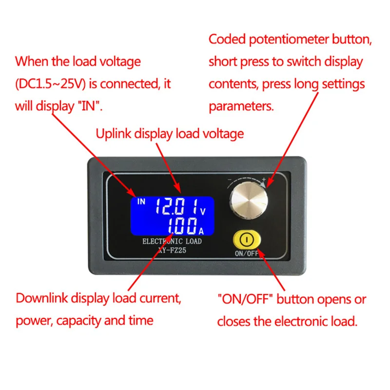 FZ25 4A 25w 5A 35W Digital Battery Capacity Tester Voltmeter Adjustable Constant Current Electronic Load Charger Testers | Инструменты