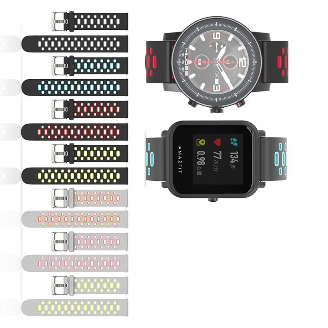 Mijobs 20 мм спортивный силиконовый ремешок для MI Band Amazfit Bip BIT PACE Lite Youth Smartwatch Ремешок