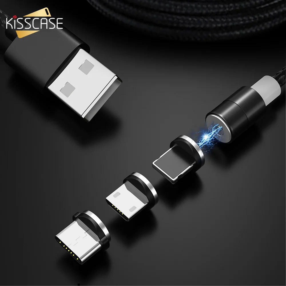 Магнитный Micro USB Кабель-адаптер KISSCASE для iPhone Samsung Xiaomi Type-c зарядный кабель Type-C