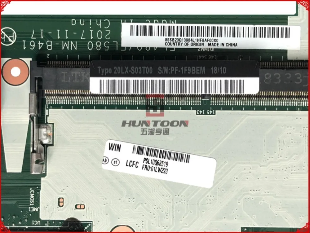 Оптовая продажа FRU:01LW293 для Lenovo Thinkpad L580 материнская плата ноутбука EL480/EL580 NM-B461 SR3LA