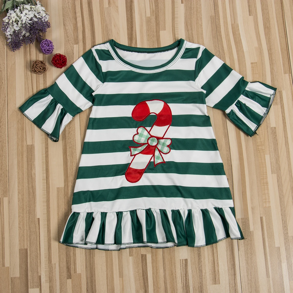 Christmas Toddler Kids Baby Girl Dress Striped Red Green Deer Party Children Clothes | Детская одежда и обувь