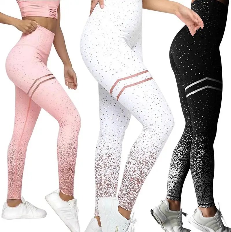 Женские спортивные бронзовые леггинсы с принтом женские высокой талией стрейч