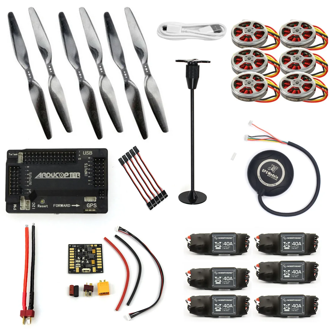 JMT RC HexaCopter Aircraft ARF Electronic:GPS APM2.8 Полетный контроллер 350 кв бесщеточный двигатель FMT40A