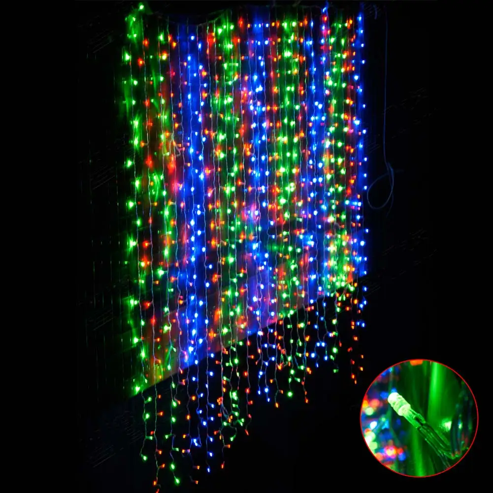 

300LED Holiday decoration curtain Light Icicle Lights String Fairy Wedding Garden Waterfall Light Home restaurant romantic lamp