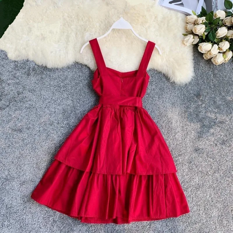 Летнее платье в Корейском стиле с оборками и бантом праздничное поясом Vestidos Mujer M L