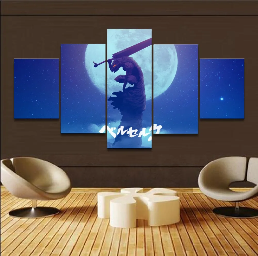 Печать холст картина плакат 5 шт. Anime Berserk кишки Moon Shadow меч изображение воина Wall Art