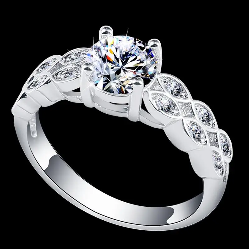 DOTSHE Simple Ring Style Big Promotion Hot Sale Shiny Cubic Zircon Silver Color Wedding Rings For Women Jewelry Wholesale | Украшения и