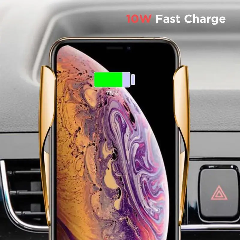 Беспроводной автомобильный Быстрозажимной держатель для iPhone Xs/Xs Max/XR/X/8/8 Plus Samsung