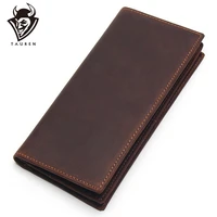 mens long crazy horse leather wallets men genuine wallet clutch vintage male purse