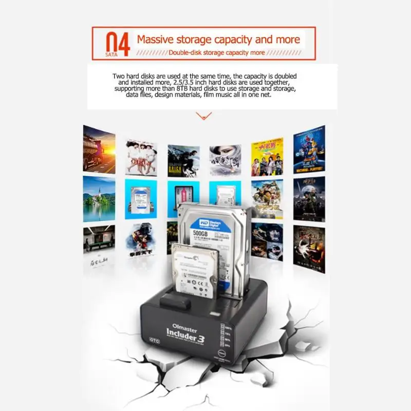 Includer 3 Dual Bay SATA к USB 0 2 5 дюймов внешний жесткий диск Док станция HHD SSD данных чтение