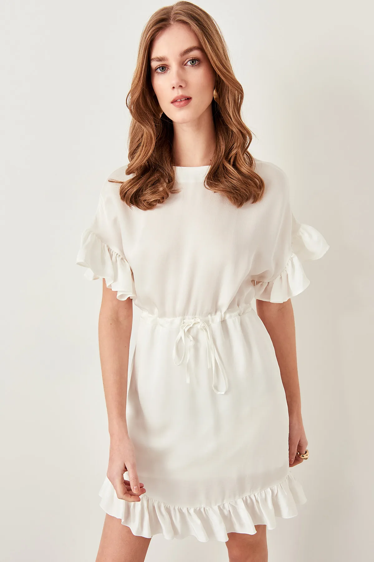 Trendyol платье цвета слоновой кости с ручками TWOSS19XM0069|Женские платья| |