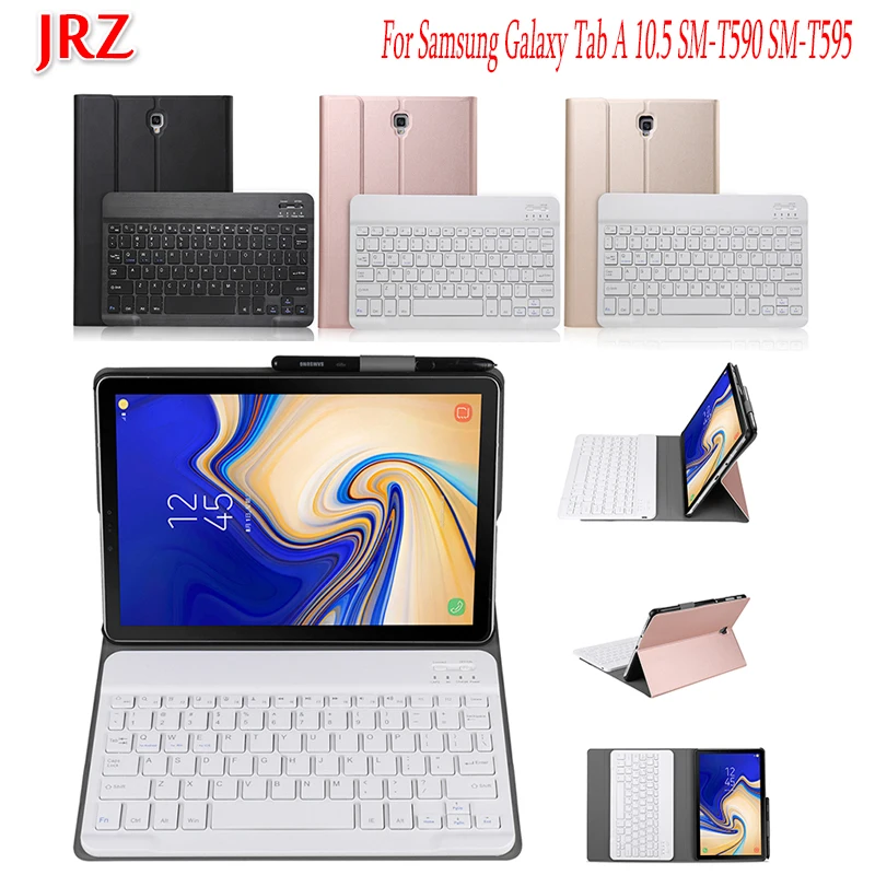 JRZ For Samsung Galaxy Tab A 10.5 SM-T590 SM-T595 Smart Tablet Skin 2-in-1 Leather Cover with Detachable Bluetooth Keyboard | Компьютеры и